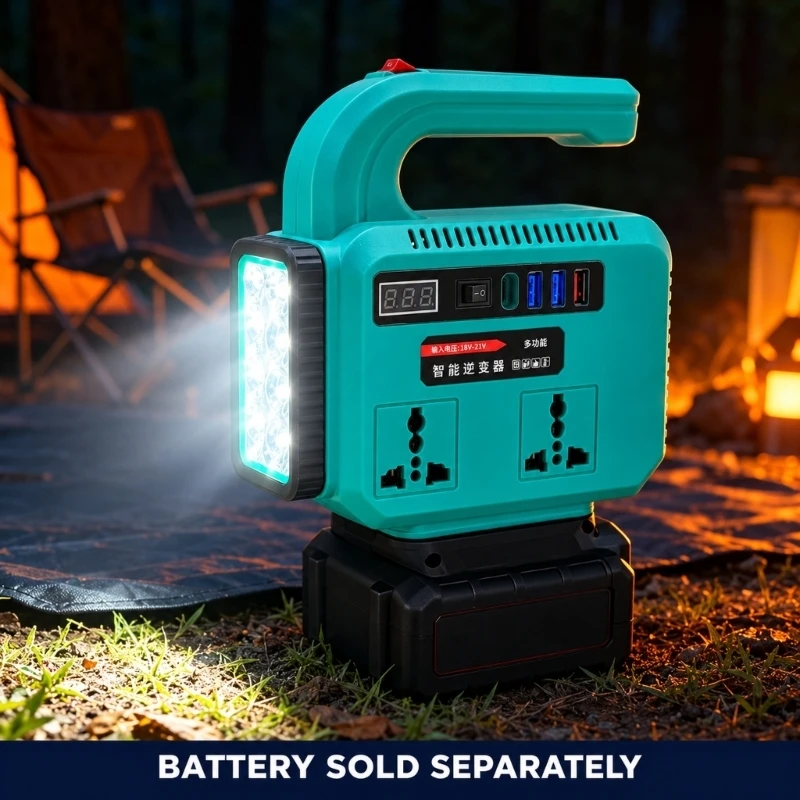 220V Battery Power Inverters for the Specified 18V-21V Slide Battery Format, with Combined Two-Slot and Three-Slot D2RD