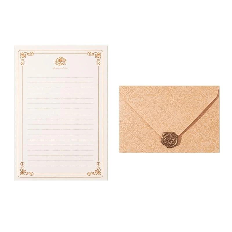 مجموعة القرطاسية الورقية كتابة عتيقة مع 6 خطاب ورقة ورقة 3 مظاريف 3 ملصق ختم الختم لحفل الزفاف عيد الحب