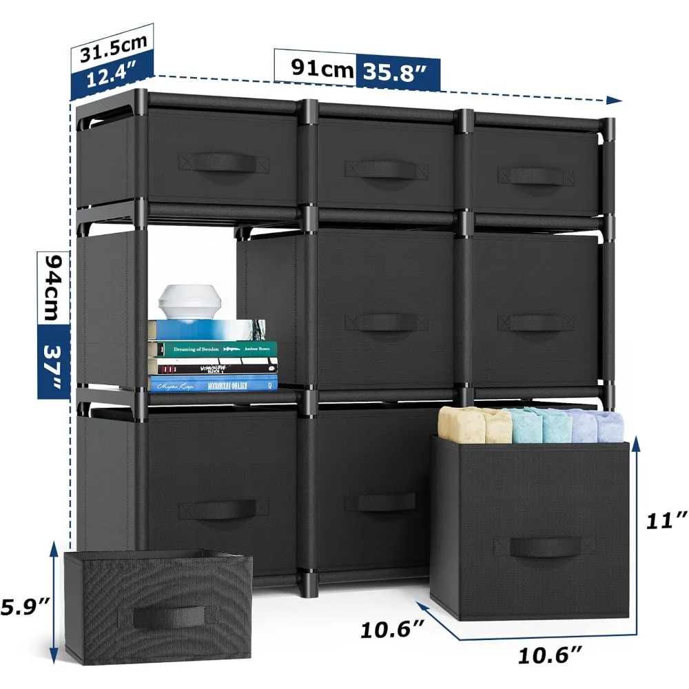 منظم تخزين Mavivegno 9 Cube، حل تخزين الخزانة، أرفف مكعبة معيارية مع أدراج، تتطلب تجميع بسيط #2