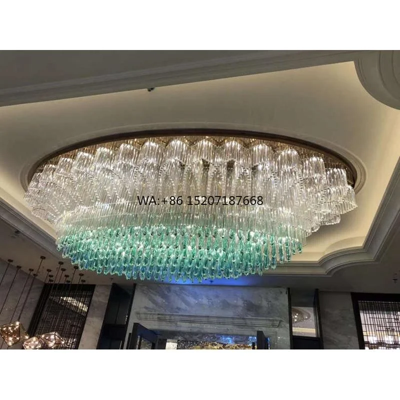 French Design Large Oval Crystal Ceiling Chandelier Non-Standard Hanging Pendant Lights for Hotel KTV Lobby Corridor Room