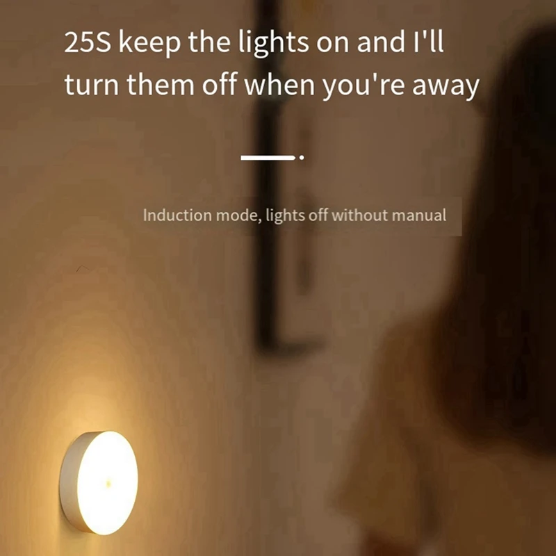 4 Pack Motion Sensor LED Night Light,USB Rechargeable Wall Decoration Bedroom Night Lamp