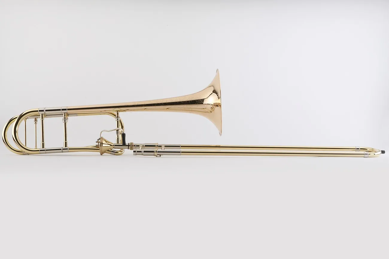 Fast Ship Professional Gold Brass Bb/F Taper Valve Trombone interchanged 3 leadpipes