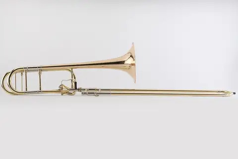 Fast Ship Professional Gold Brass Bb/F Taper Valve Trombone interchanged 3 leadpipes
