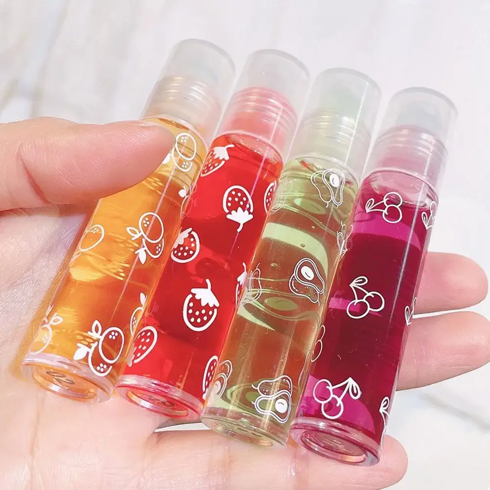 6 Kleuren Roll-On Fruit Essence Lippenbalsem Lip Olie Lip Hydraterende Spiegel Primer Lippenstift Hydraterende Willekeurige Gloss Transparant