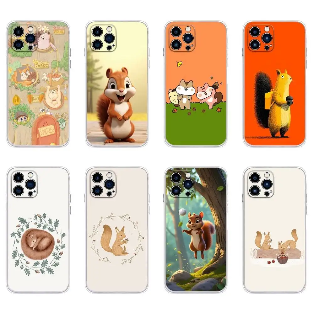 

Cute squirrel Phone Case For iPhone 16,15,14,13,12,11 Plus,Pro,Max,XR,XS,Plus,E,Mini Transparent Soft Cover