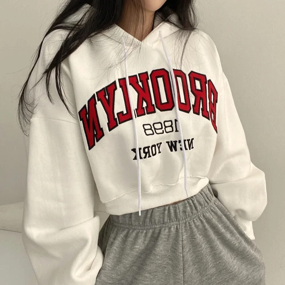 

Vintage 1898 New York City USA Sweatshirt Female Autumn Casual Fleece Hooded Crewneck Hoodies Simple Oversize Women's Jacket Top