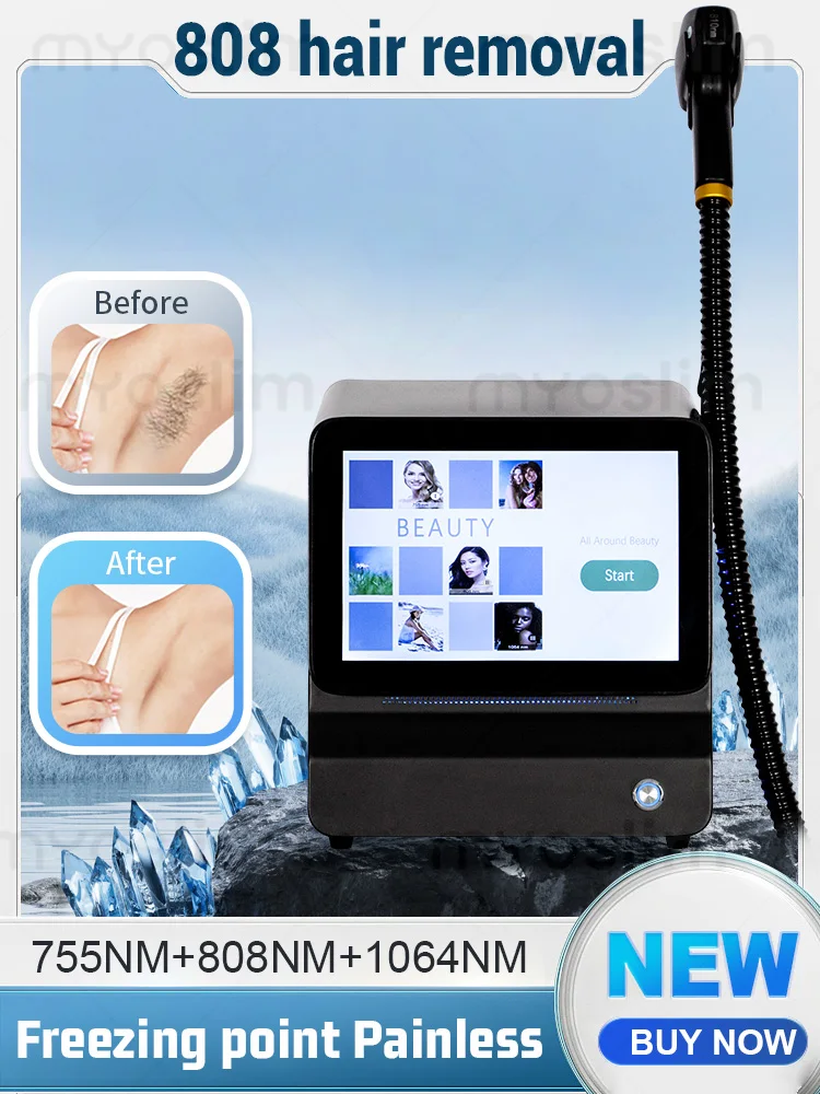

Portable High Power Ice Cooling Triple Laser 755 808 1064 Device Diode Laser 3 Wavelength Painless 808nm Hair Removal Machine
