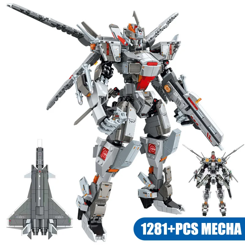 

Technical MOC 1281pcs J-20 Fighter Airplane Mecha Robot Model Building Blocks DIY Military Plane Mechs Bricks Toys For Children