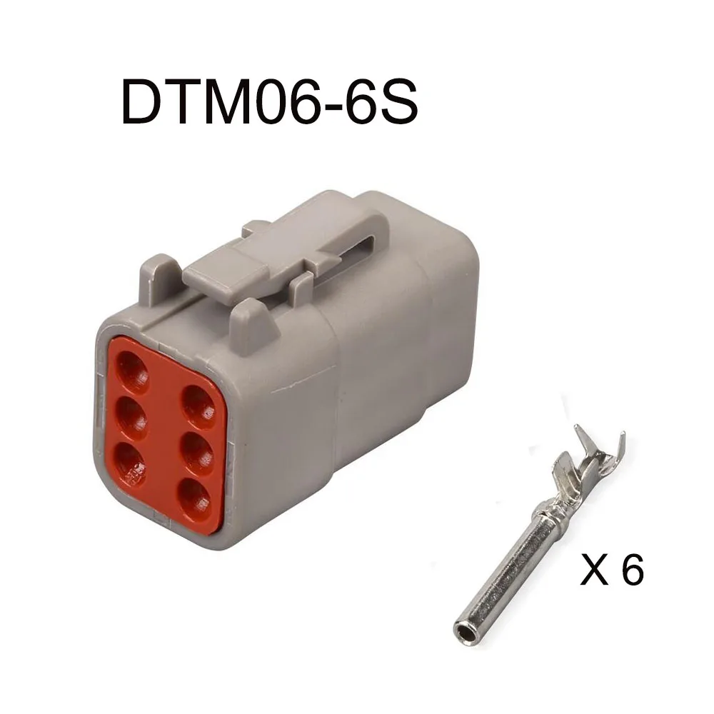 Imagem -02 - Conector de Cabo Automático Impermeável Pinos Plugue Automotivo Soquete Masculino Familiar Dtm066s 100set