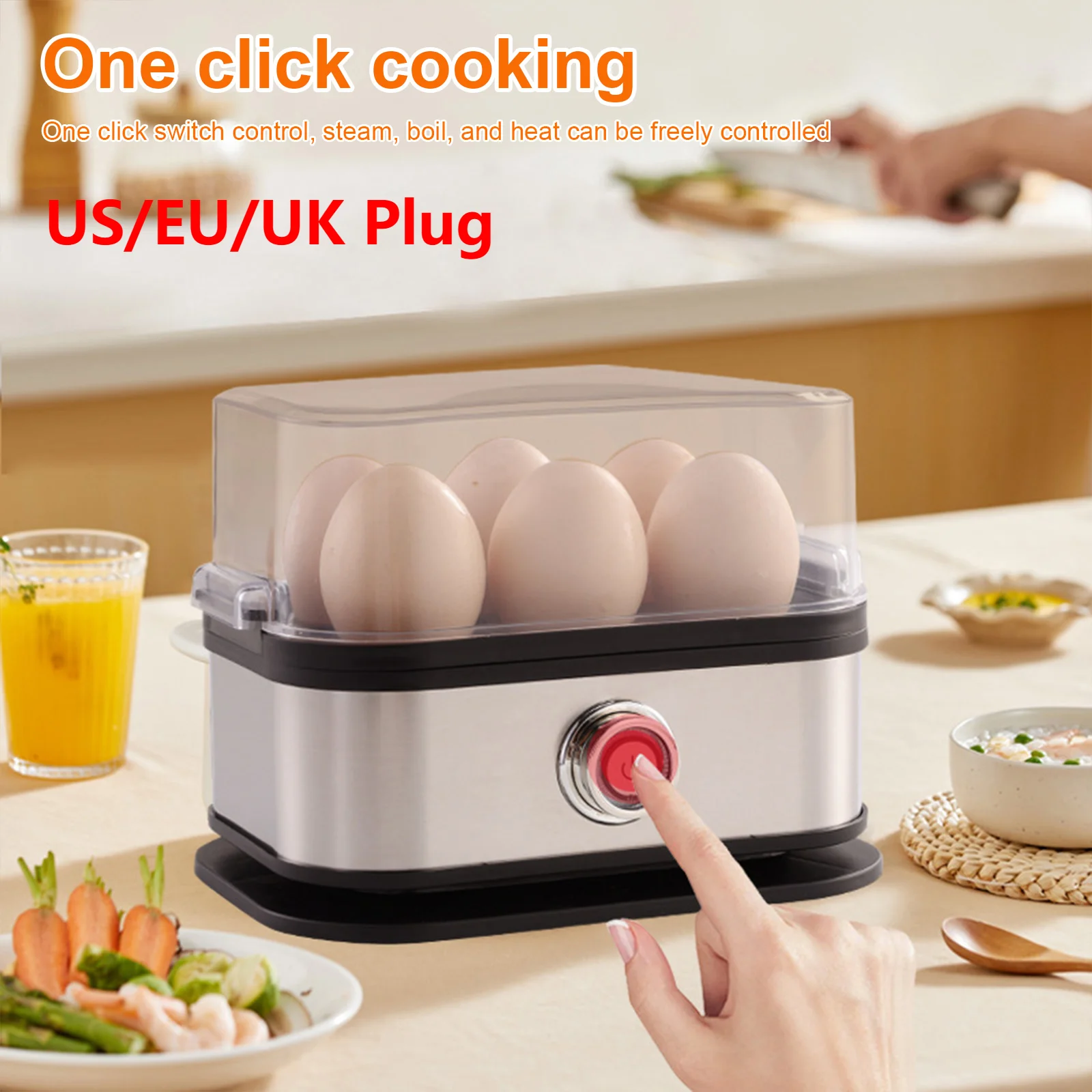 

Электрическая яйцеварка с автоматическим отключением, пароварка для яиц и овощей, емкость 6 яиц, пароварка для яиц вкрутую, кухонные гаджеты