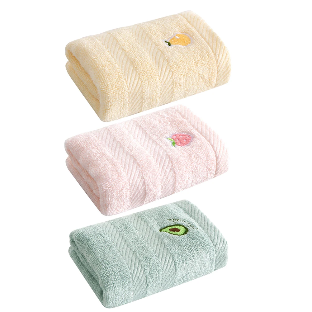 

3 pcs Children's Face Towel Soft Bamboo Fiber Washcloths Baby Newborn Cartoon Fruit Embroidery Hand Bathroom Towels