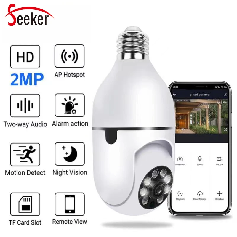 

2MP HD E27 Wireless Security 1080P Bulb IP wifi Camera Home Indoor Mobile Phone View Motion Detect Baby Monitor Camera