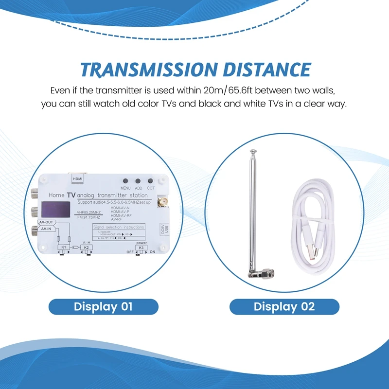 White Analog TV Signal Transmitter Home Analog TV Transmitter With OLED Display For Global Tvs