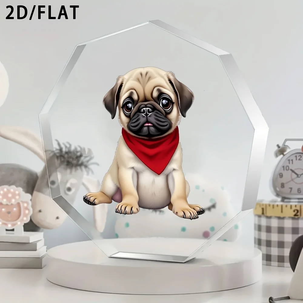 2D， Acrylic desktop decoration - cute dog and a red triangular scarf design, suitable for indoor/outdoor decoration, gift