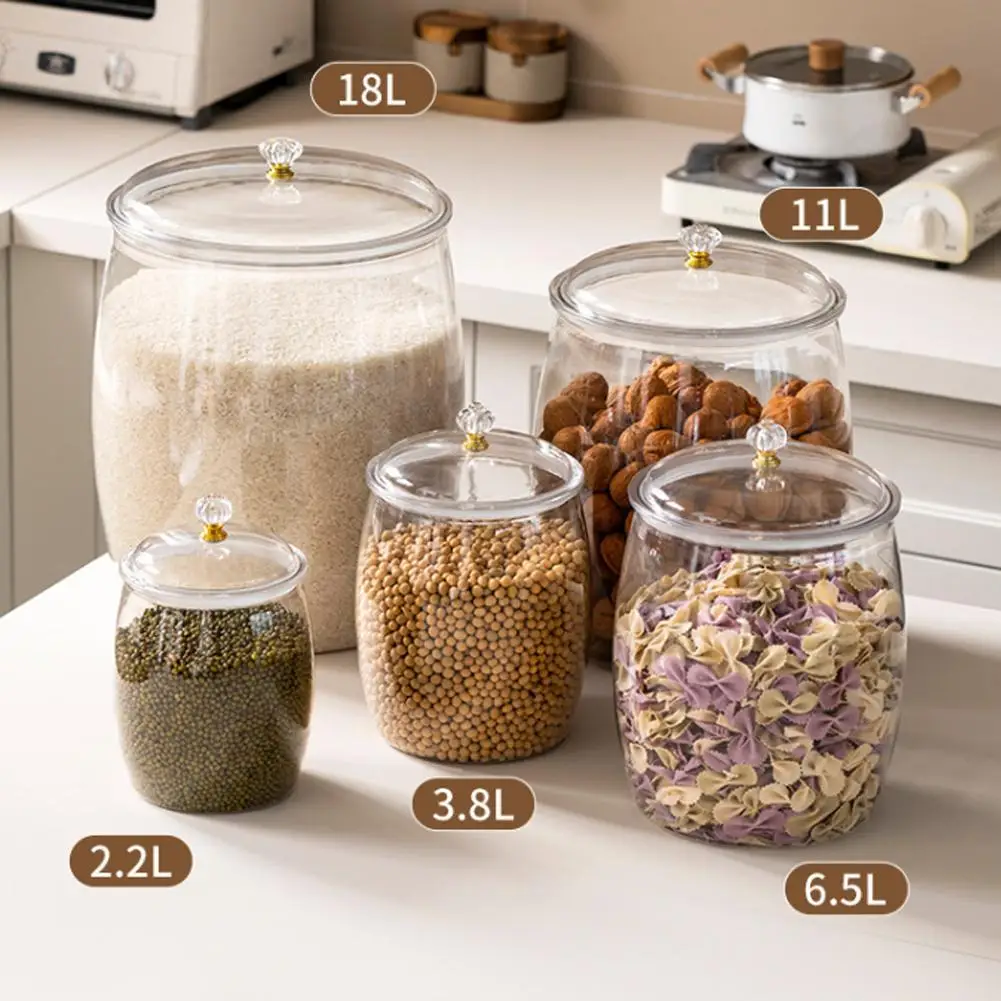 Tarro de plástico para dulces y galletas, recipiente duro y liso con tapas, recipiente transparente hermético para almacenamiento de alimentos, 2,2/3,8/6,5/11/18L
