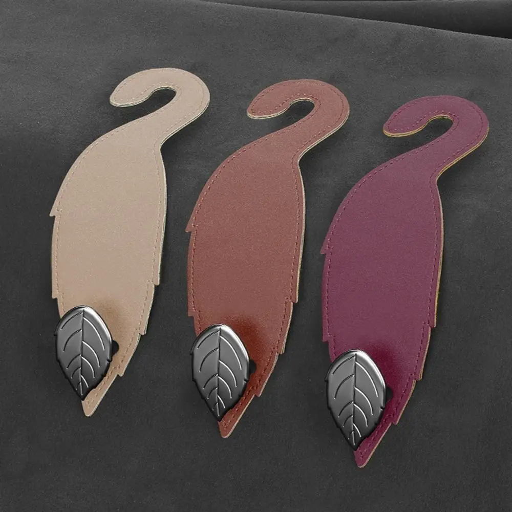 Durable Alloys Car Seat Hook Leaf Shape Leather Car Dual Hooks Car Interior Accessories Turned Fur Car Front Seat Back Organiser