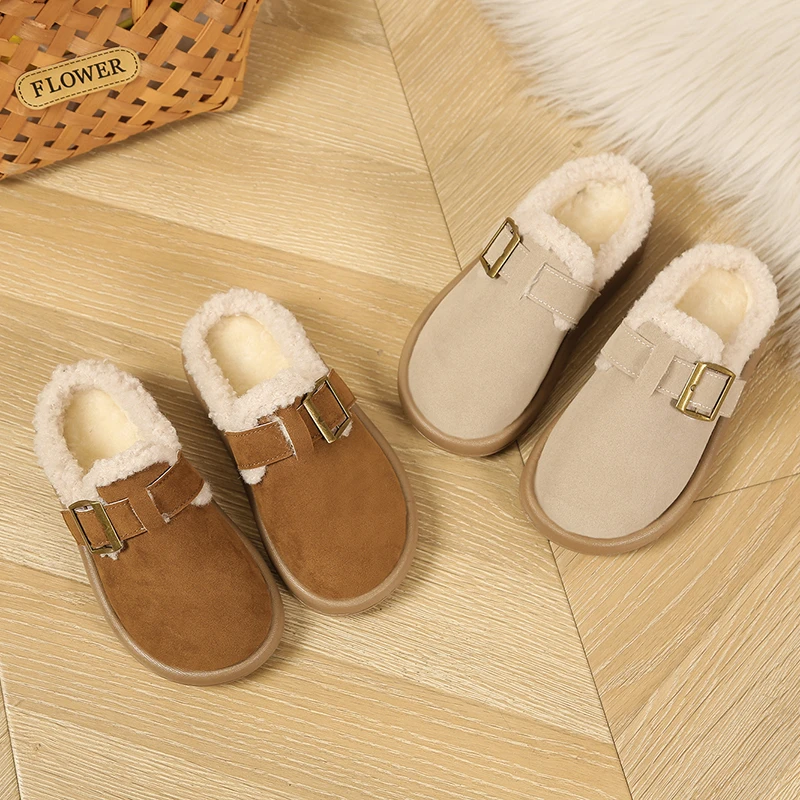 Winter Children Cotton Slipper Girl Shoes Warm Indoor House Flats Kid Shoes Non-slip Luxury Fur Plush Slipper for Girls