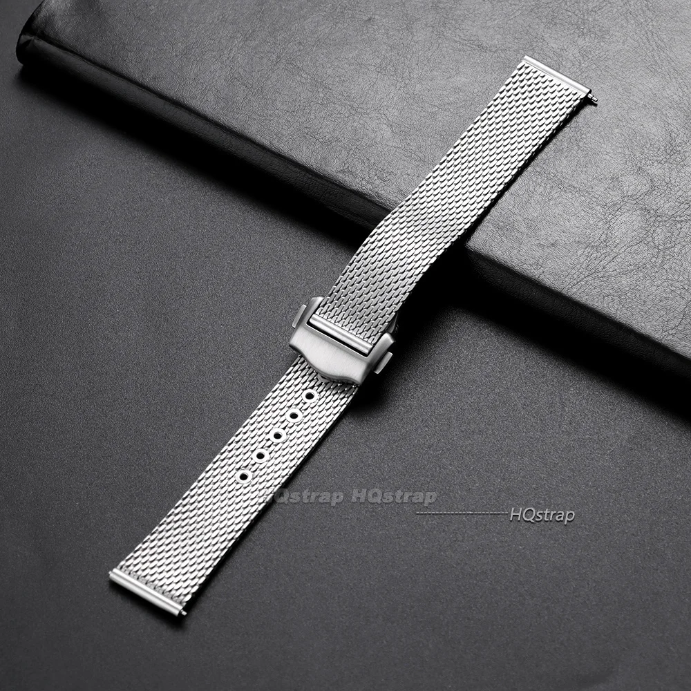 Edelstahl-Uhrenarmband 20 mm für Omega Seamaster 007 300 für Speedmaster Mesh-Armband mit Faltschließe Business-Armband – Detail 8
