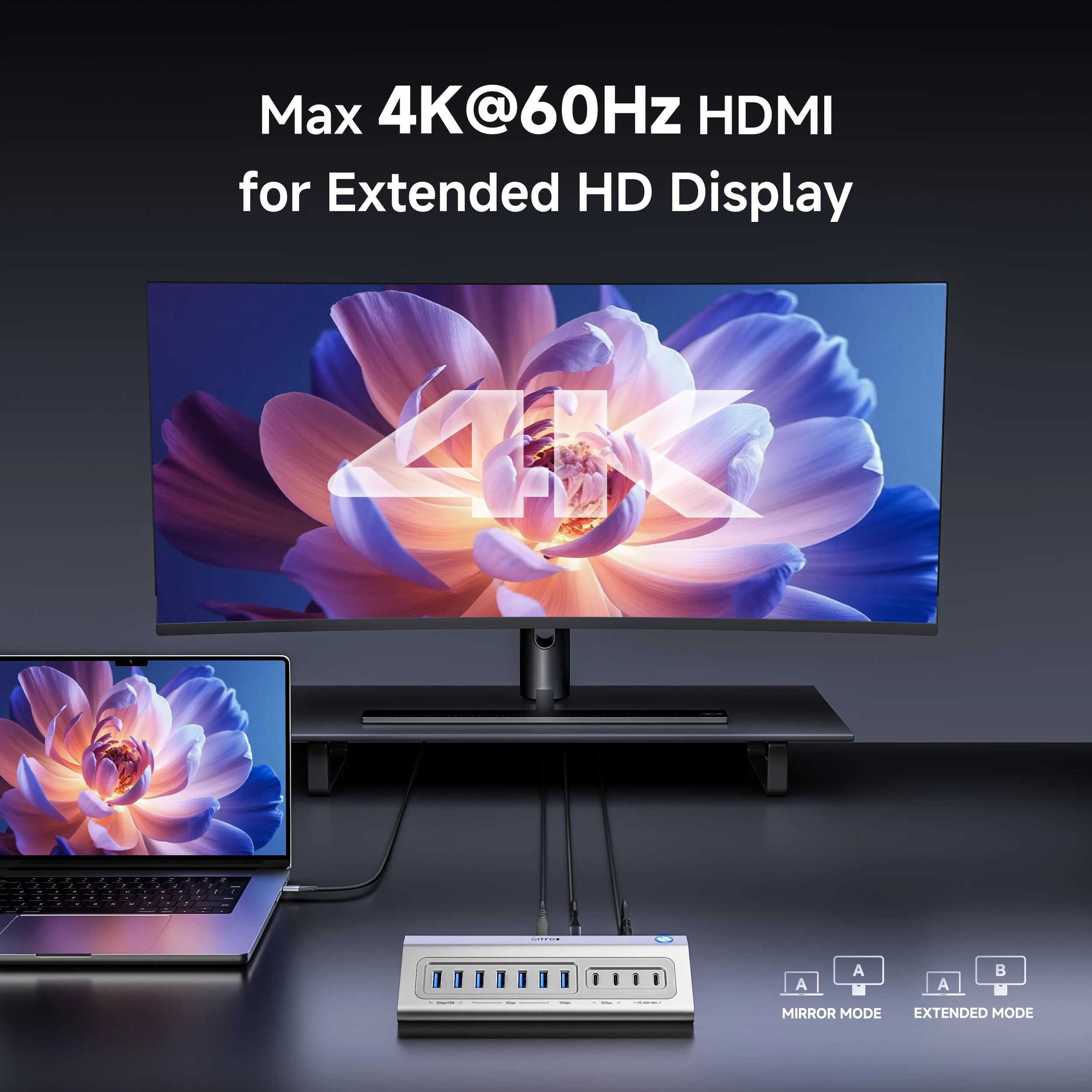 GITFOS 18 in 1 Powered USB C Hub Docking Station, 4K HDMI, 65W Adapter, 10Gbps USB 3.2 Gen 2, 100W PD, for Mac Mini M4 iMac