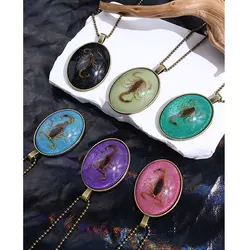 Resin Scorpion Insect Necklace for Women Men Unisex  CyberPunk Gothic Couple Jewelry Gift HUANZHI NEW Oval Pendant Neck Chain