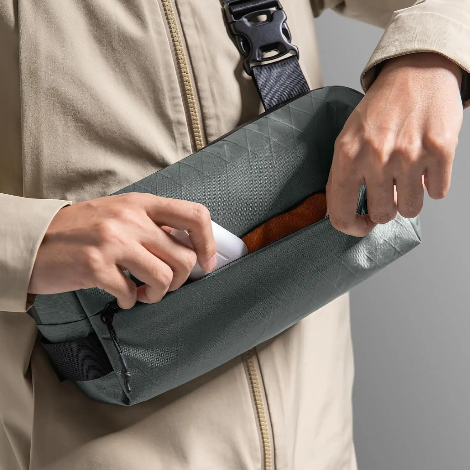 Compact EDC Sling Bag 3L-10L, Minimalist Crossbody Bag Chest Shoulder Pack for Men Women, X-pac/Recycled Polyester view 2