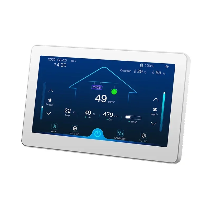 Disponibile Disponibile HRV ERV MVHR Sistema di elettricità Interruttore Controller Smart Home Tuya WIFI Controller Sensori di qualità dell'aria Ventola Cont