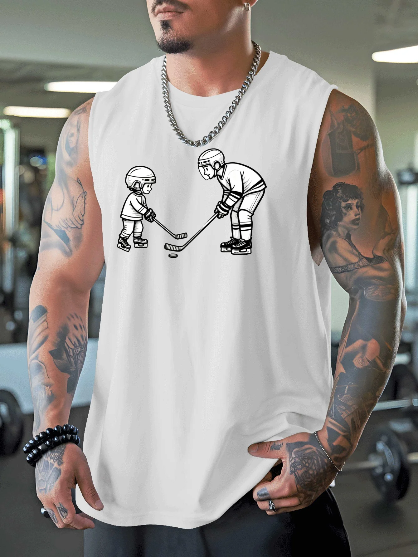 

Men's vest, designed based on the family ice hockey style, specially tailored for tall individuals, providing breathability
