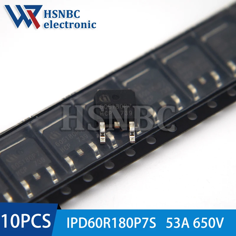 

10Pcs/Lot IPD60R180P7S 60S180P7 TO-252 53A 650V N-channel Power MOSFET Transistor 100% New Original