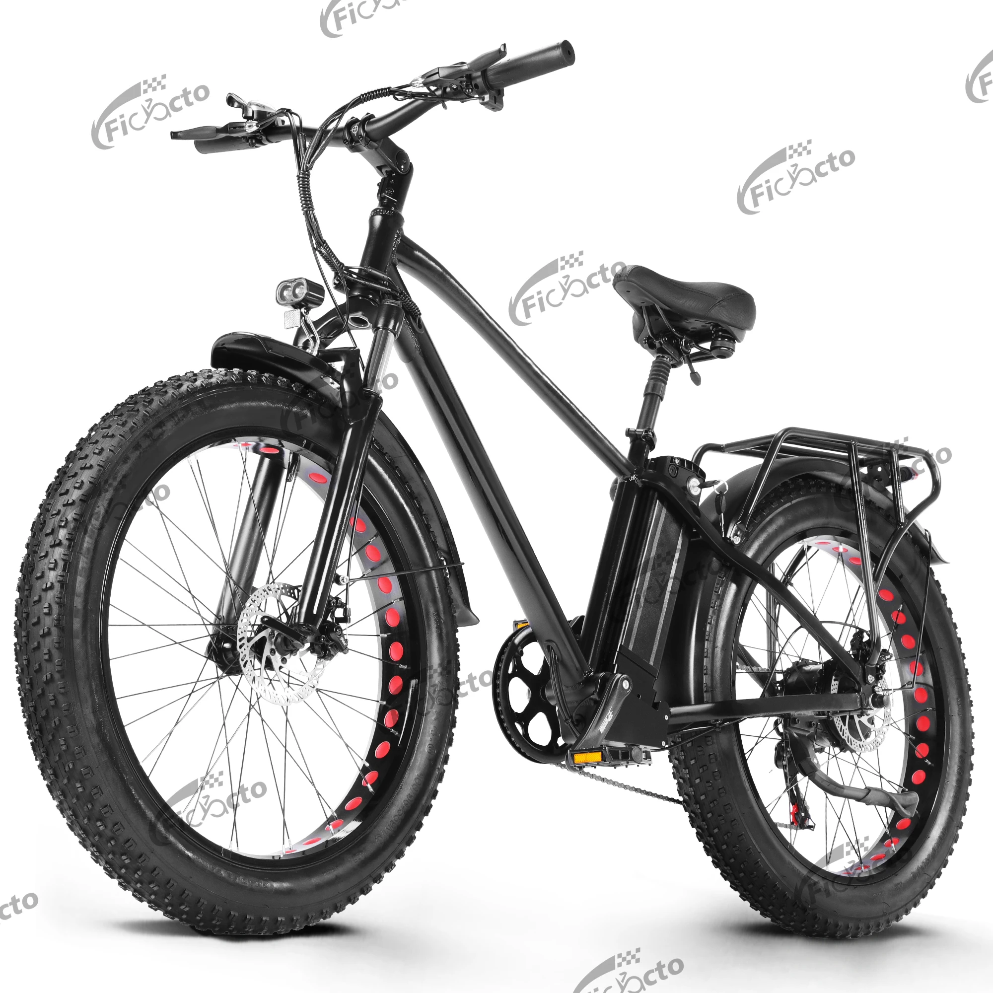 Bicicleta eléctrica de 26 pulgadas para adultos, eBIKE con batería de 48V 18AH, bicicleta eléctrica con neumáticos gruesos 4.0, 7