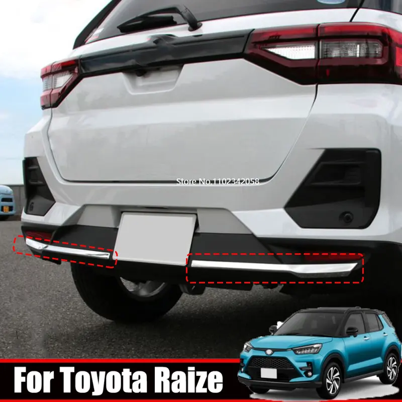 For Toyota Raize 2020 2021 Daihatsu Rocky  ABS Chrome Tail Bumper Molding Strip Sticker  Rear Bumper Protector Strip Accessories