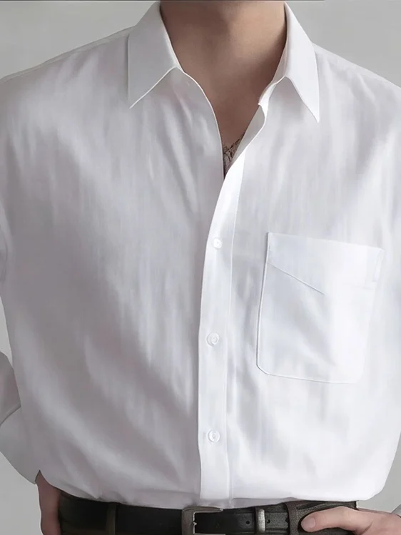 

Premium Feel Ice Silk Long Sve Men's irt No Ironing Required American Sle Busin Casual Commute Workwear irt