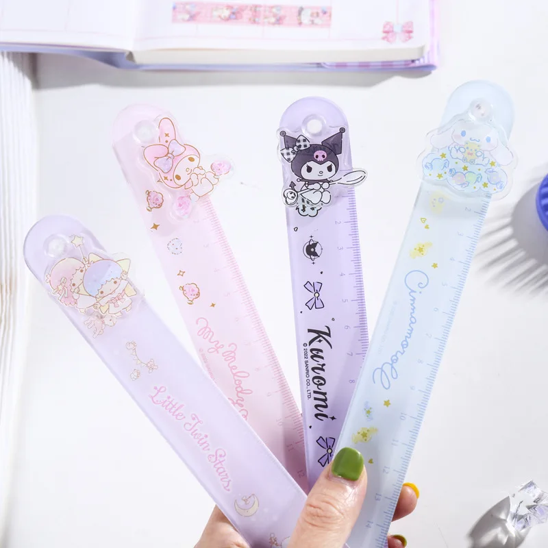 

New Cute Sanrio Girl Style Pattern Fun Rotary Ruler Cute Super Cute Cartoon Student Office Learning Tool Alien Ruler 15cm