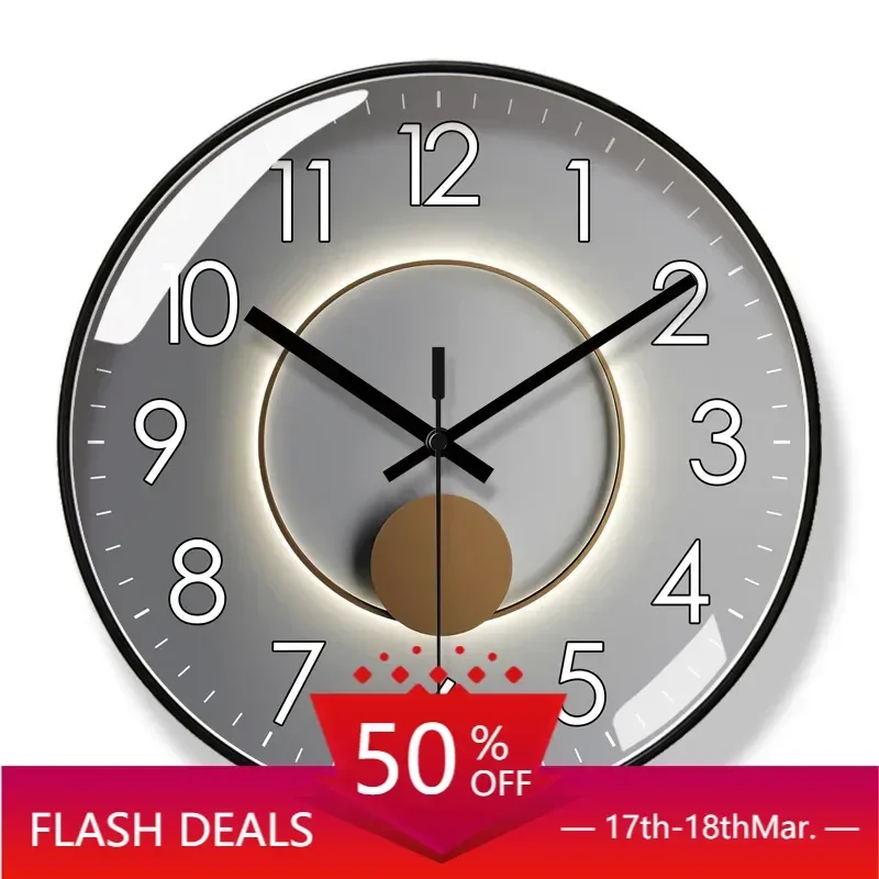 American Light Luxury Mute Wall Clock Modern Mute Sweep Second Quartz Wall Clock Living Room Bedroom Decoration Hanging Clocks