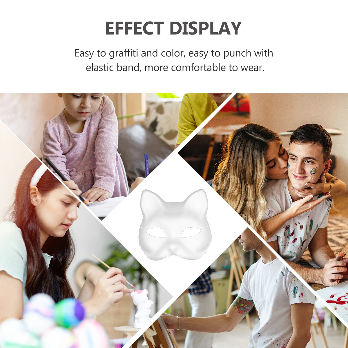 Masque Graffiti pour enfants, 7 pièces, masques en papier de pâte, Halloween, bricolage, blanc pour adultes, couverture faciale à peindre, homme peint à la main