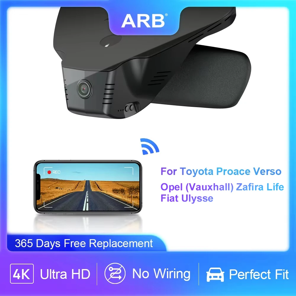 ARB Dash Camera for Toyota Proace Verso / Opel Vauxhall Zafira Life 2025 2026, 4K OEM Look Vehicle DVR for Fiat Ulysse 2025 2026
