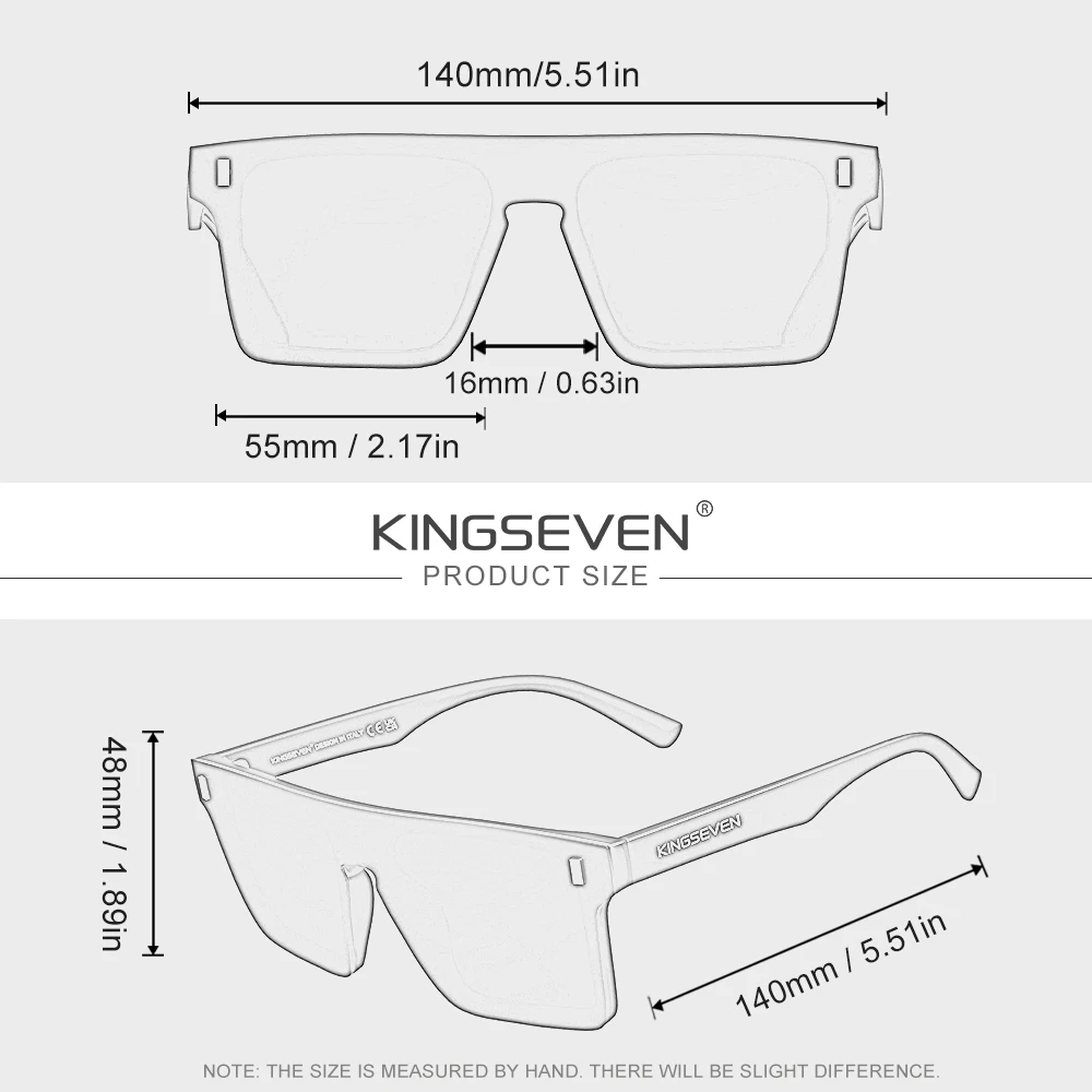 KINGSEVEN Randlose Sonnenbrille Frauen Männer UV400 Quadratische Rahmenlose Brille Einteilige Polarisierte Linse Angeln Fahren Brillen – Detail 1