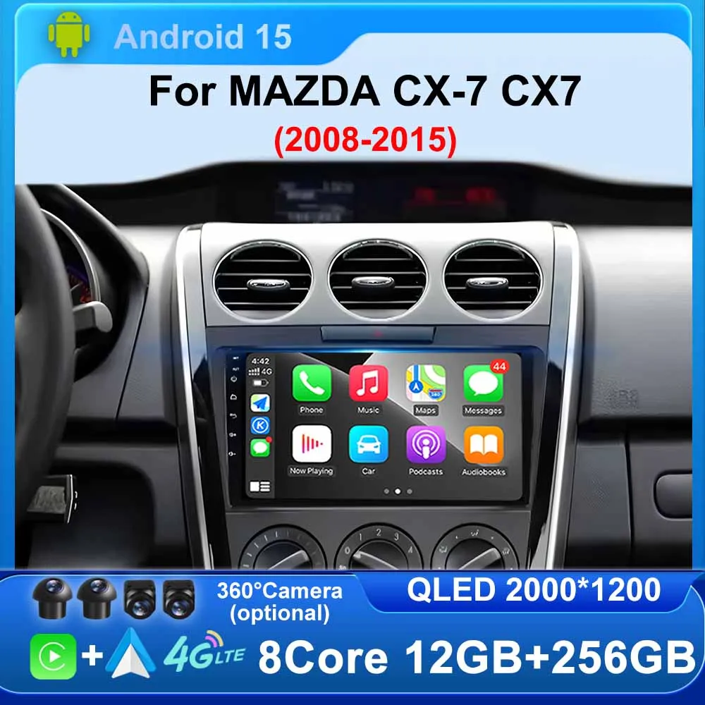 

Android15 for Mazda CX-7 2008-2015 Multimedia CarPlay Car Radio 4G WIFI Auto GPS Navigation BT Touch 2K QLED Screen DSP Stereo