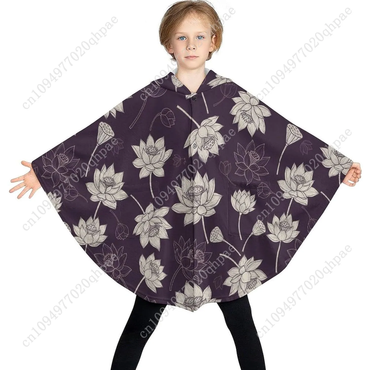 سترة بطانية مريحة من الفلانيل، سترة بقلنسوة كبيرة الحجم مع جيوب للأطفال والمراهقين #3