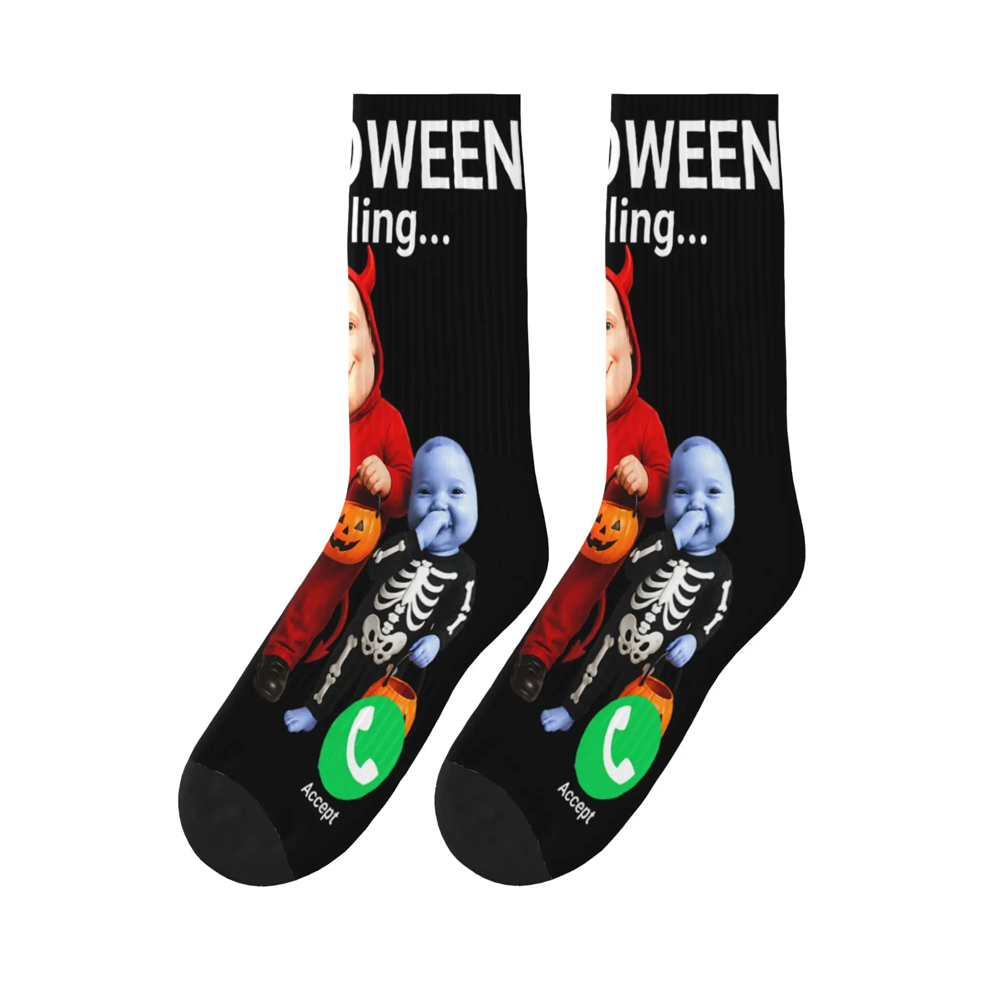 Men's Socks Halloween Tung Tung Tung Sahur John Pork AI Baby  Stockings Autumn Gothic Soft Socks Graphic Outdoor Anti Skid Socks