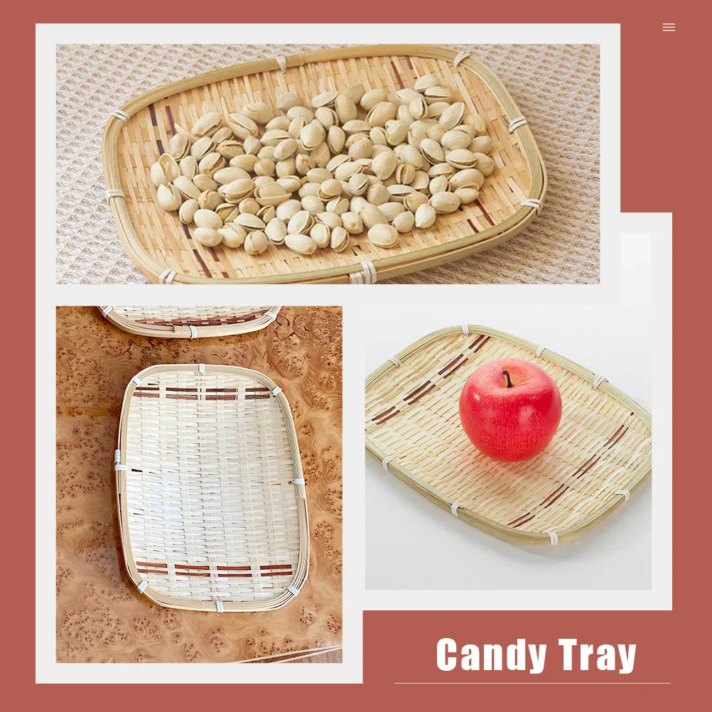 

Fruit Plate Bamboo Sweets Dried Tray Rattan Basket Serving Khaki Dry Rustic Decor