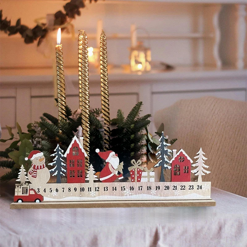 20226 جديد 1 قطعة خشبية عيد الميلاد تقويم القدوم-سانتا ثلج العد التنازلي مكتب ديكور ، المنزل مكتب عطلة احتفالي عيد الميلاد زخرفة