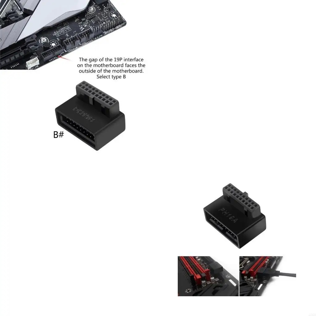 Адаптер разъема материнской платы компьютера USB 3,0 19P/20P 90 градусов L прямоугольный настольный преобразователь Конвертер