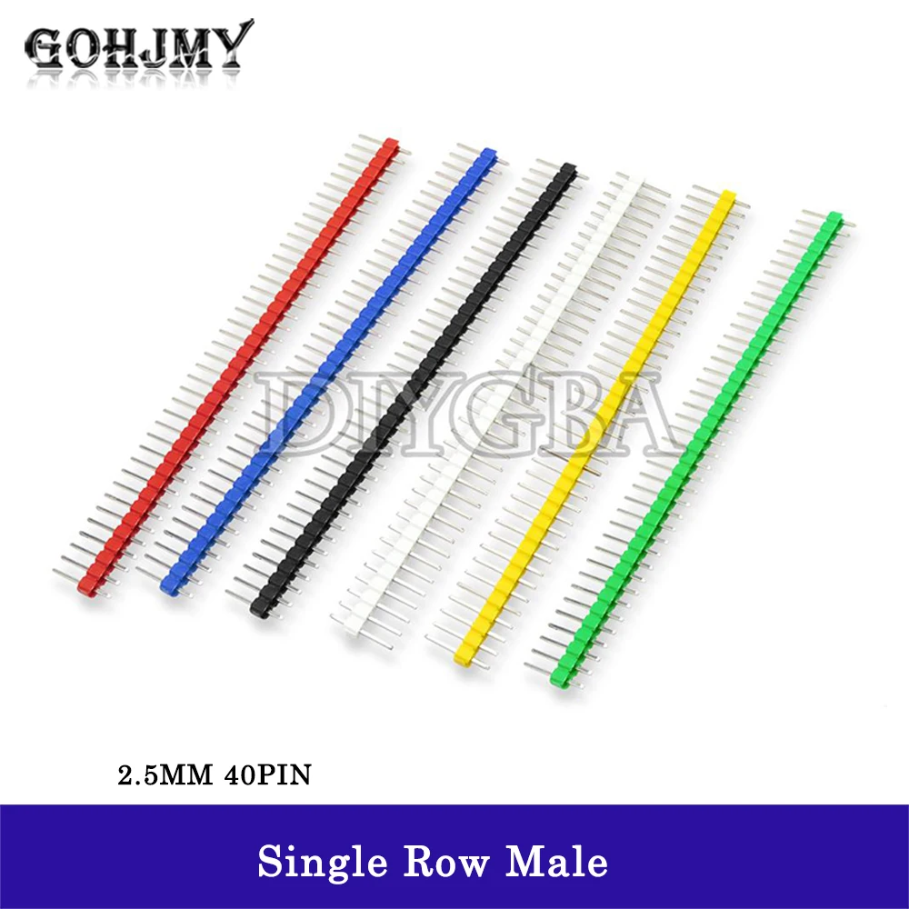 10PCS Single Row Male PIN 2.54mm 40P PCB Board Pin Header Connector Strip Pinheader For Arduino Red Blue Black White Yellow