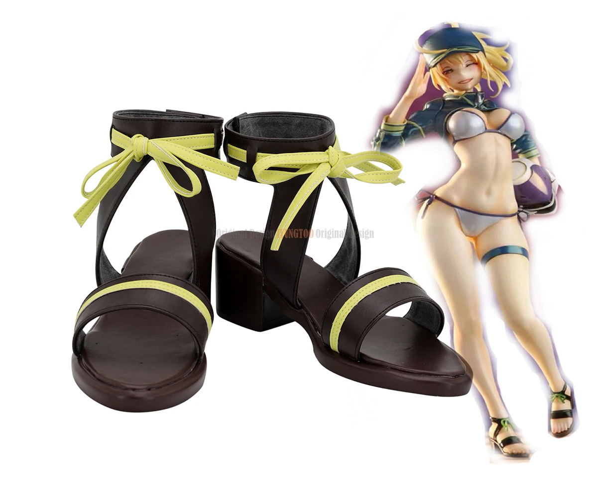 

FGO Mysterious Heroine XX Sandals Cosplay Fate Grand Order XX SwimSuit Cosplay Sandals Brown Shoes Custom Made