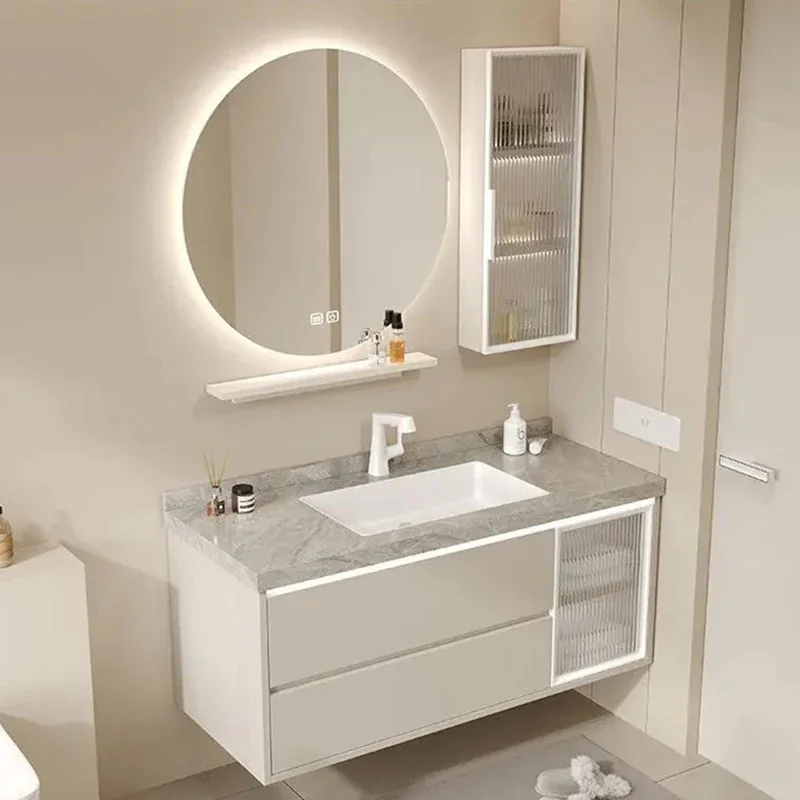 Regale خزانة حمام السيراميك حوض متكامل مرآة ماكياج الذكية جدار خزانة حمام درج أثاث المنزل Gabinete الحديث #5
