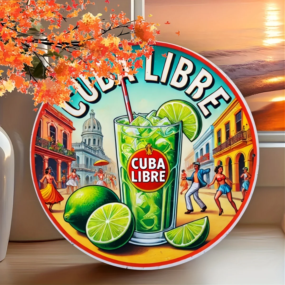 1 Stück, Vintage Cuban Libre Blechschild, 2D-Flachdruckkunst, Metallwandkunst, Zuhause, Schlafzimmer, Badezimmer, Bar, Café, Männerhöhle, Dekor, Eisen, Nr