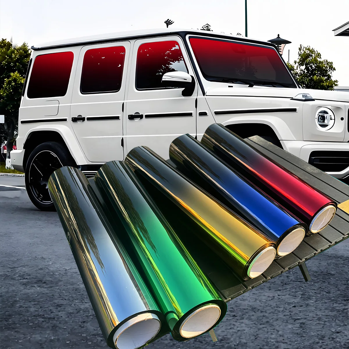 

50*300CM Gradient Car Solar film Front Windshield Car Stickers PET UV Protected Heat Insulation Color Change Film