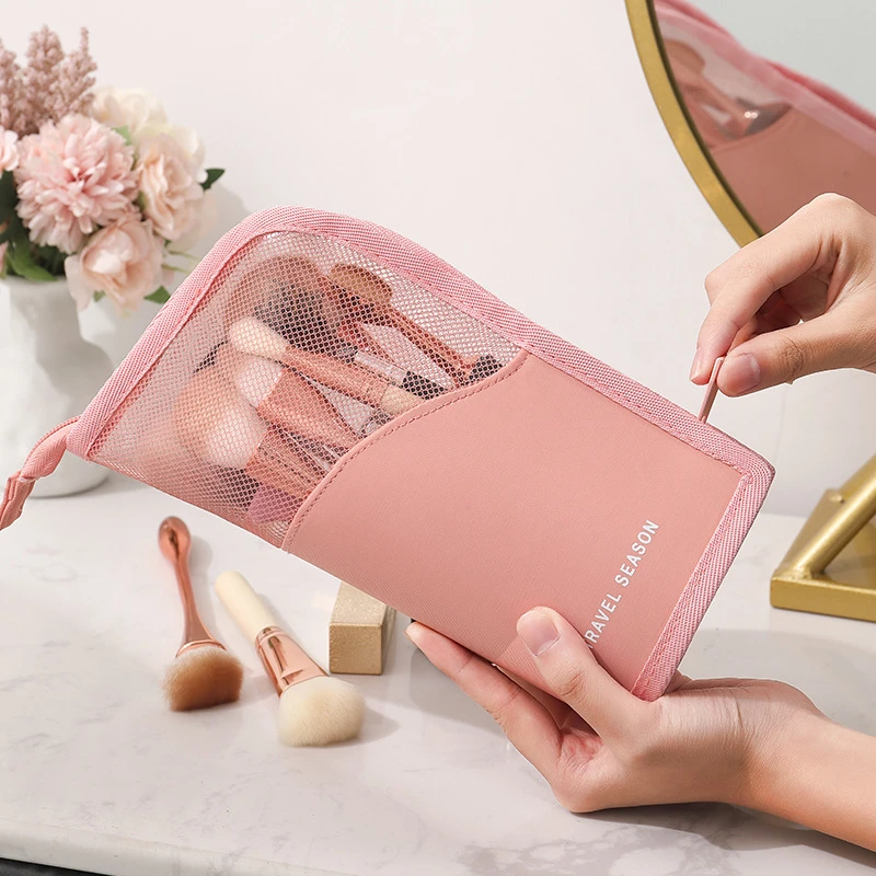1-delige cosmetische tas met standaard voor dames, doorzichtige ritssluiting, make-uptas, reizen, vrouwelijke make-upborstelhouder, organisator,