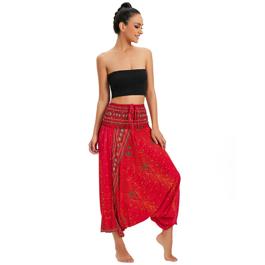 Women's Bohemian Hippie Long Maxi Skirt Casual Print Elastic Waist Summer Beach Skirt Gypsy Tie-Up Style Girls' Holiday Skirts