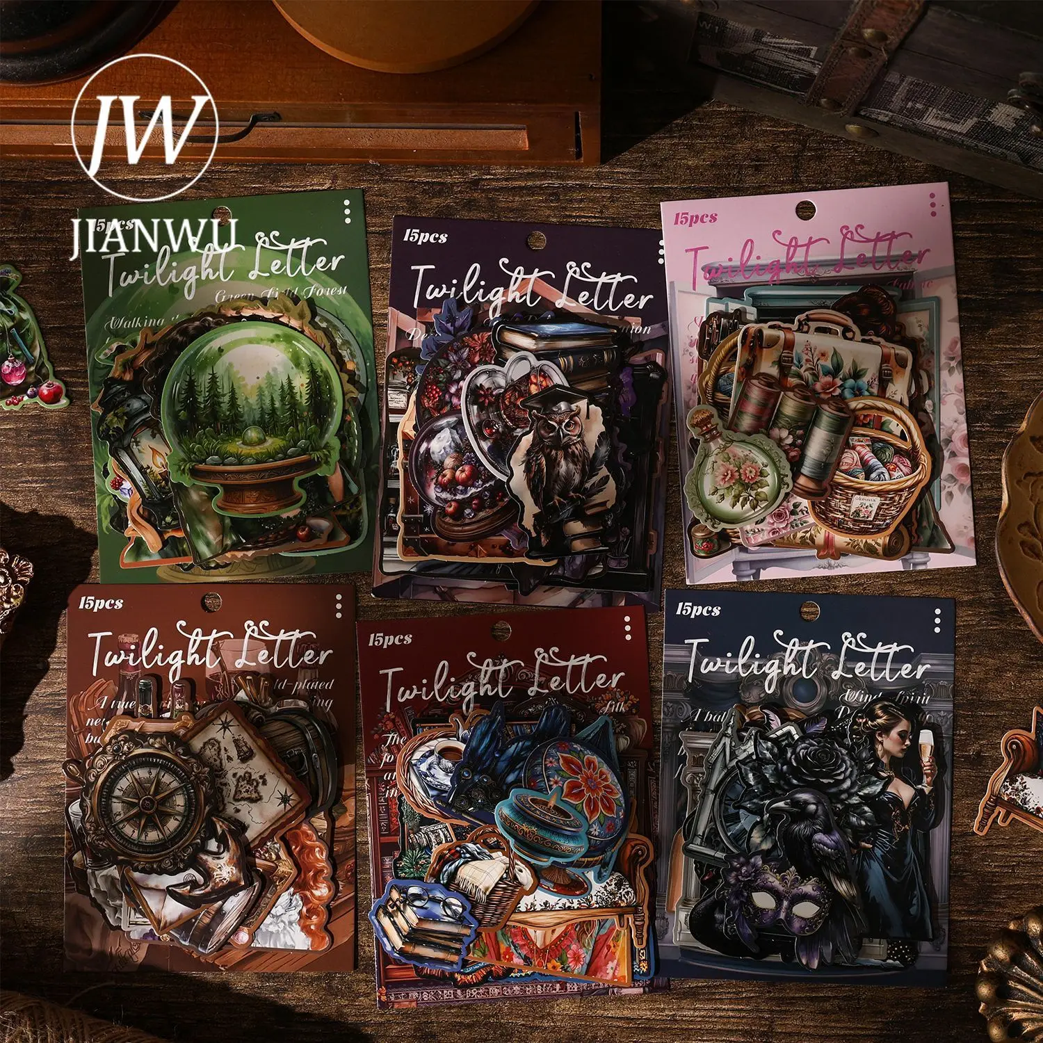 JIANWU Vintage Dark Character Flower Plant Landscape Material Collage Scrapbooking Sticker Creative DIY Journal Stationery view 3